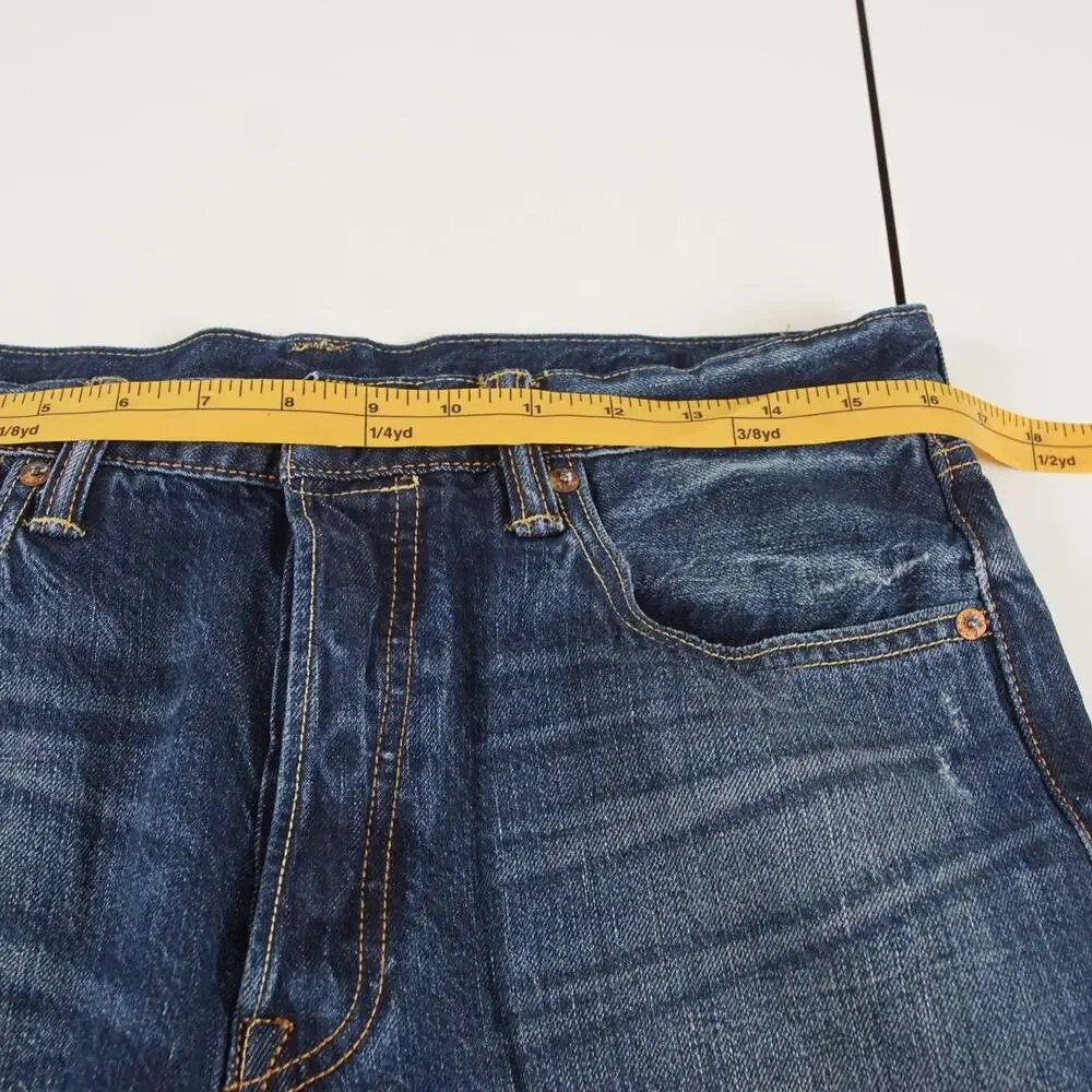 Levis 501 Original Fit Selvedge Blue Button Fly Straight Leg Jeans Sz 32 x 32